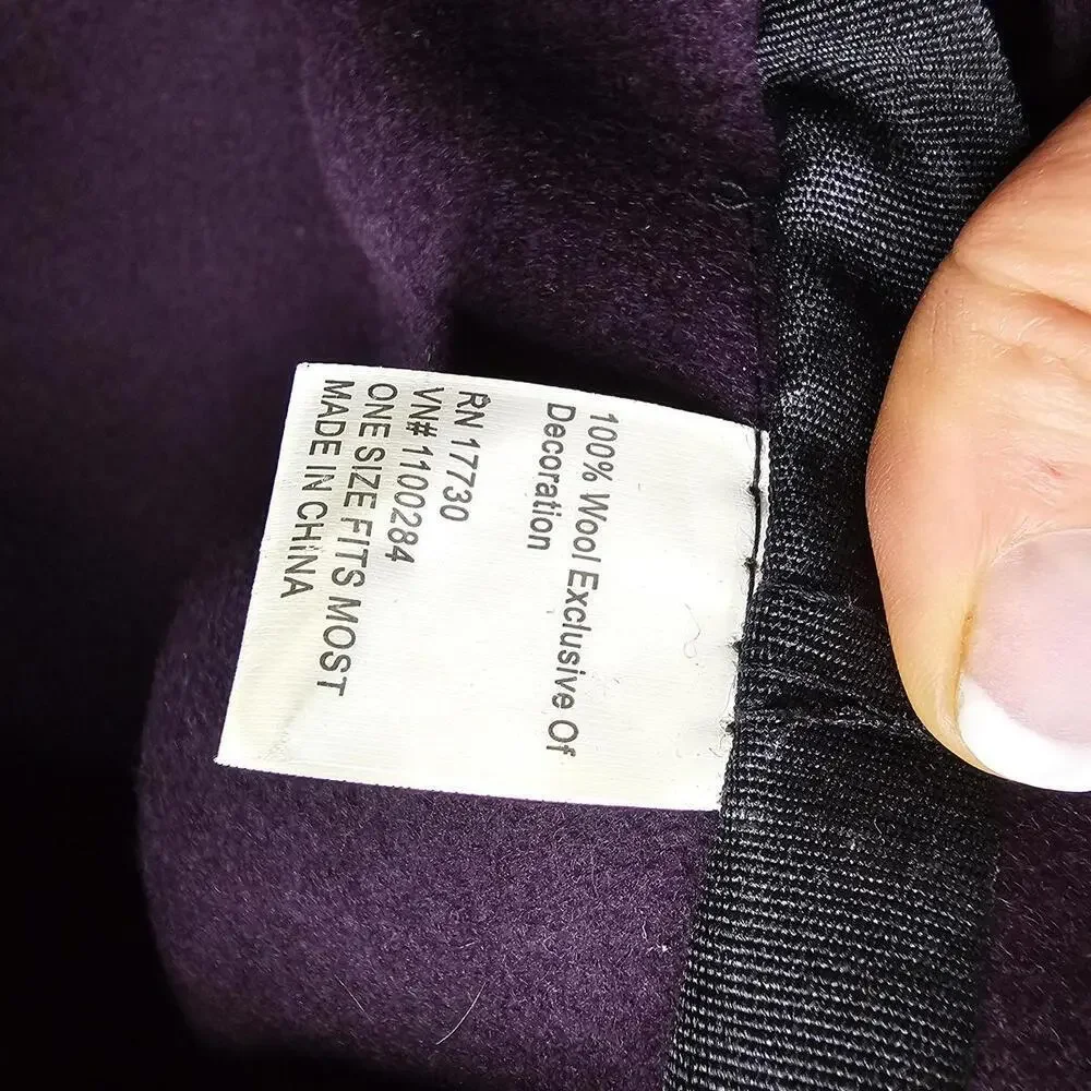 Vintage Purple Wool Cloche Hat with Bow Detail